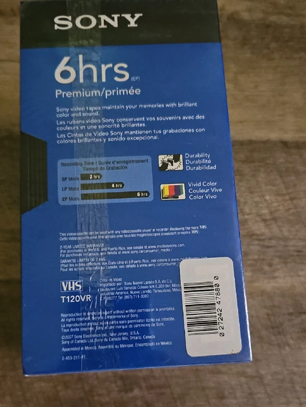New Sealed Sony T-120 Premium Grade VHS Blank Tapes - 5 Pack 6 Hours NOS